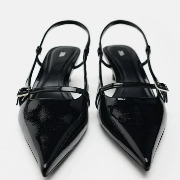 ZARA BUCKLED STRAP SLINGBACK SHOES - Picture 4 of 5